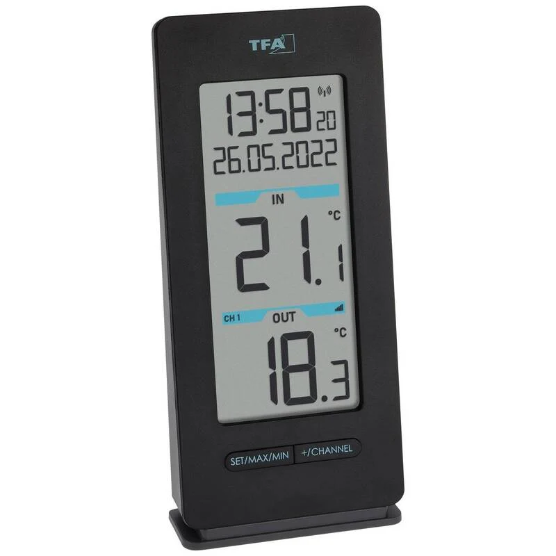 B-Ware TFA Dostmann Funk-Thermometer Buddy digital Temperaturmessgerät schwarz 100m