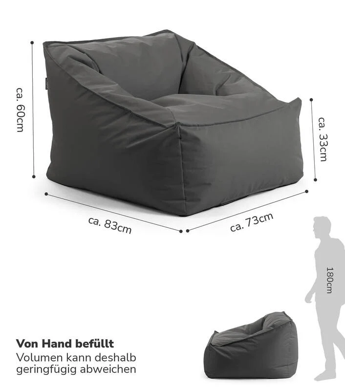 B-Ware Mokebo Gartensessel Sitzsack Outdoor Kissen Relaxliege Bodenkissen Anthrazit463